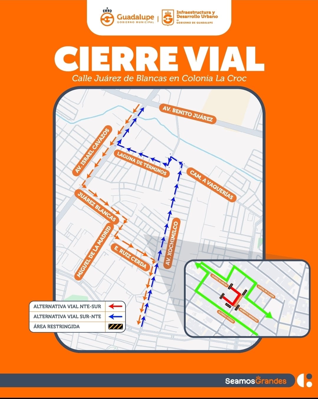CIERRE VIAL EN GUADALUPE CIERRE VIAL EN GUADALUPE